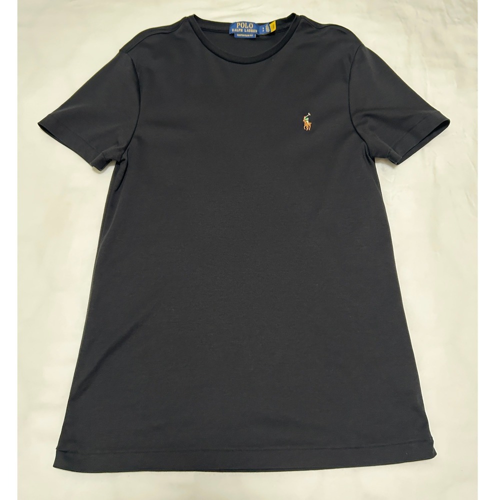 Polo Ralph Lauren Mens Custom Slim Fit T-Shirt Black Cotton Small Multi Pony